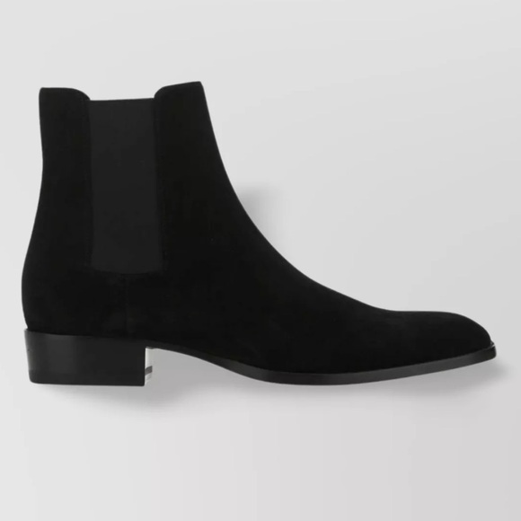 Saint Laurent Suede Wyatt Ankle Boots With Pointed Toe - Picture 1 of 13